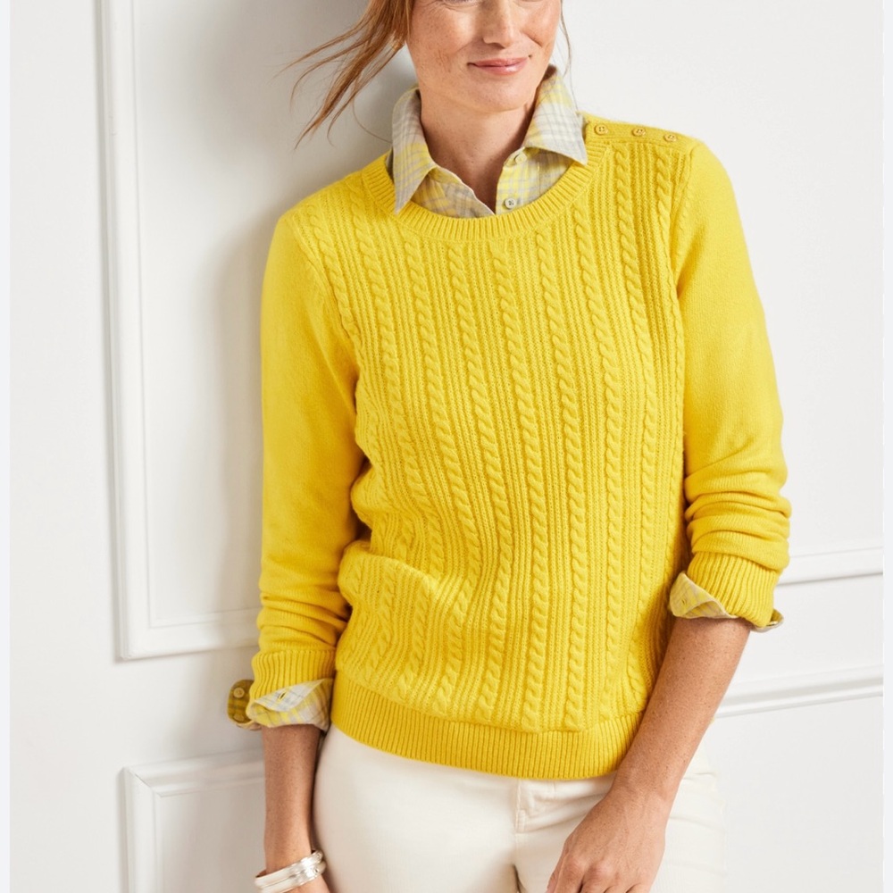 TALBOTS ALLOVER CABLE CREWNECK SWEATER-Size XS - Picture 1 of 6